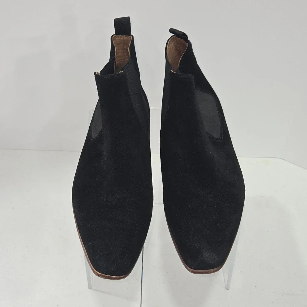 ALDO Mens Black Suede Chelsea Boots Size 10 Pointed Toe Ankle Boot AC439